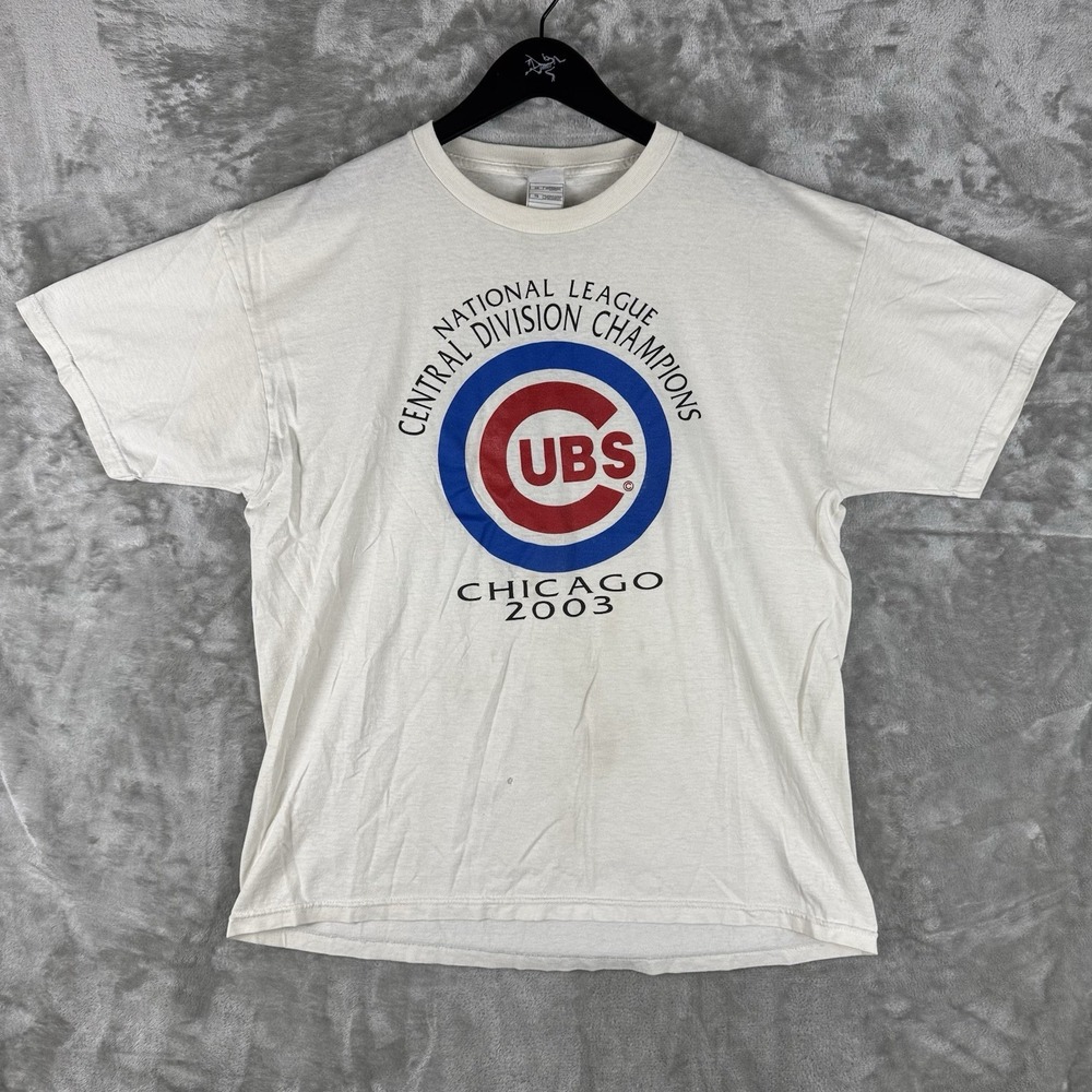Vintage Chicago Cubs Central Champs Baseball MLB Graphic T Shirt Mens XL Y2K
